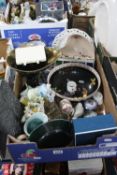 VARIOUS CERAMICS, GLASS, etc, to include boxed Worcester vase, Crown Ducal dish, scales and