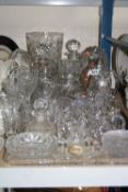 A QUANTITY OF GLASSWARES, including Nachtmann bedside Quartz clock, Stuart Crystal vase etc