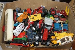 A QUANTITY OF UNBOXED AND ASSORTED PLAYWORN DIECAST VEHICLES, to include Corgi Toys Massey-