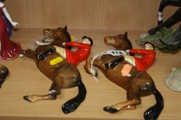 TWO BESWICK 'HUNTSMAN' WALL PLAQUES, No.1505, brown, both with damaged legs (2)