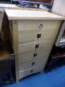 A TALL NARROW MODERN CHEST, of six drawers, approximate size height 114cm x width 61cm x depth 36cm