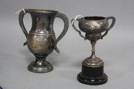 A GEORGE V SILVER TWIN HANDLED TROPHY CUP, of baluster form, engraved inscription 'THE WEAVER