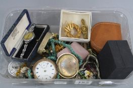 A BOX OF ASSORTED COSTUME JEWELLERY