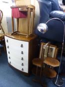 AN OAK FOLDING CAKE STAND, and a sewing box (sd) (2)