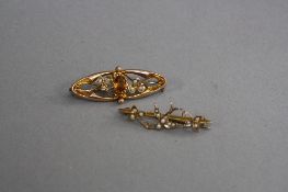 TWO VICTORIAN SEED PEARL BROOCHES