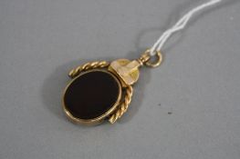 A VICTORIAN 10CT GOLD BLOODSTONE FOB