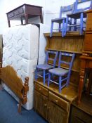 A PINE KITCHEN DRESSER, with two drawers and a mahogany coffee table (2)