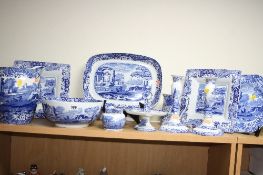 VARIOUS SPODE 'ITALIAN' ITEMS, to include large jug, bowl, a pair of candlesticks, egg stand,