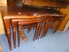 TWO MODERN NEST OF THREE TABLES