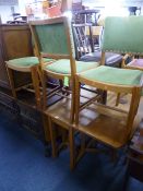 AN OAK DROP LEAF TABLE, four chairs and a piano stool (6)