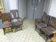 FIVE RUSTIC/PRIMITIVE CHAIRS, including one carver (sd)