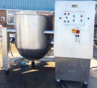 1 x Sia 800 litre all s/s tipping mixer with scrape surface mixing. Ideal for dough, powder etc.