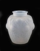 `Domremy` no.979, a Lalique cased opalescent glass vase, cast in relief etched R Lalique No.979 to