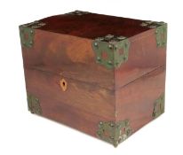 A 19th century mahogany and brass mounted decanter box, the interior with a plush lined lid