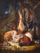 James Hardy Jr. (1832-1889) The day’s bag on a forest floor Bears date 1861 Oil on canvas 90 x 71cm;