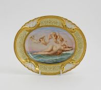 A Meissen cabinet tray, 19th century, painted with a scene of the Birth of Venus after Alexandre