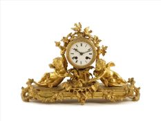 A French ormolu mantel clock, striking movement by Japy Freres with white enamel dial, in a drum