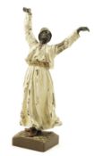 An Austrian cold painted bronze figure of a Whirling Dervish by Franz Bergman, the back of his robes