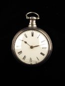 A silver pair cased cylinder watch, signed Thos. Osborn, London, no. 1068, flat five armed steel