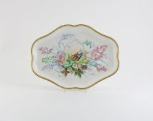 A Copeland shaped dish or tray, c.1880-90, painted by Charles Ferdinand HÃ¼rten with a colourful