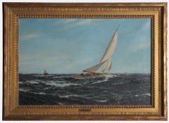 Thoms, Sailing Ships, Oil Painting Artist: Thoms Title: Sailing Ships Year: circa 1960 Medium: Oil