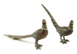 Two Austrian cold painted bronze models of pheasants, 8.1cm long, max. (2)
