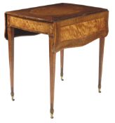 ? A George III satinwood and harewood Pembroke table, banded in kingwood and rosewood, the