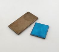 A silver and blue enamel cigarette case, with import marks for London 1928, rectangular form,