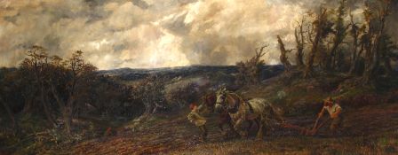 Sir John Gilbert (1817-1897) finished by Catherine A. Eggar Banks (19th Century) Ploughing in stormy