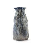 A Martin Brothers stoneware gourd vase, the veined and swollen body with everted rim, glazed in