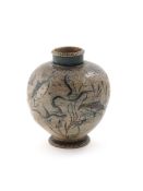 A Martin Brothers stoneware Aquatic vase by Robert Wallace Martin, dated 1887, shouldered ovoid