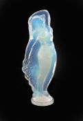 A Sabino opalescent glass figure, modelled with long flowing hair signed in the cast Sabino Paris