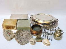 A silver cigarette box, and other items