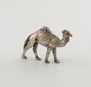A silver miniature model of a camel, with import marks for Chester 1911, importer`s mark of George