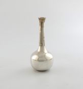 By Asprey and Co, a modern silver vase, London 1971, slender tapering and circular form, height 13.