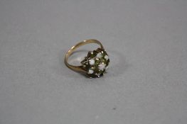 A 9CT OPAL AND CLUSTER DRESS RING, ring size O