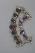 A SILVER MYSTIC TOPAZ BRACELET, and a pair of silver earrings