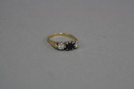 AN 18CT SAPPHIRE AND DIAMOND RING, ring size L1/2