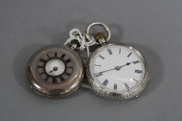 TWO SILVER LADIES POCKET WATCHES
