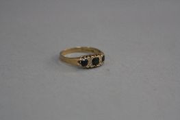 A 9CT SAPPHIRE AND DIAMOND RING, ring size S