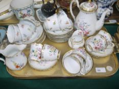 A Royal Chelsea floral decorated coffee service comprising, coffee pot, six cups,