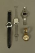 A Bulova Accutron yellow metal wristwatch on a rolled gold fronted expanding bracelet together with