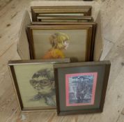 A quantity of pastel works by Shirley Stopford-Taylor mainly portraits