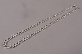 A neckchain of silver figaro links, approximate length 39cm,