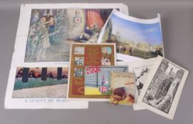 Various prints, Baddeley's Guide to the English Lake District, JAK cartoon book,