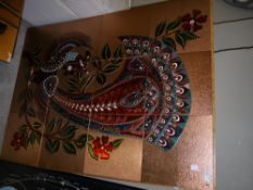 A large twelve panel copper wall plaque,