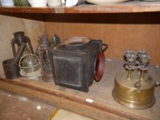 Reproduction ware including, a pair of hurricane lamps, a butter churn, two bulkhead lights,