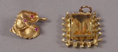 A Citrine set pendant c.