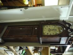 A 19th century mahogany long cased clock the arched dial painted to the arch with seashells and to