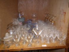 A quantity of mixed glass including, wines, brandys,